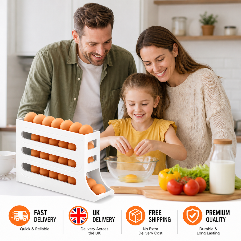 4-Tier Rolldown Refrigeretor Egg Dispenser Auto Rolling Egg Holder Storage Rack