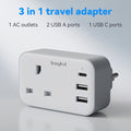 UK to EU Travel Adapter with USB-C & Dual USB Ports – 4-in-1 European Plug Adapter for Travel