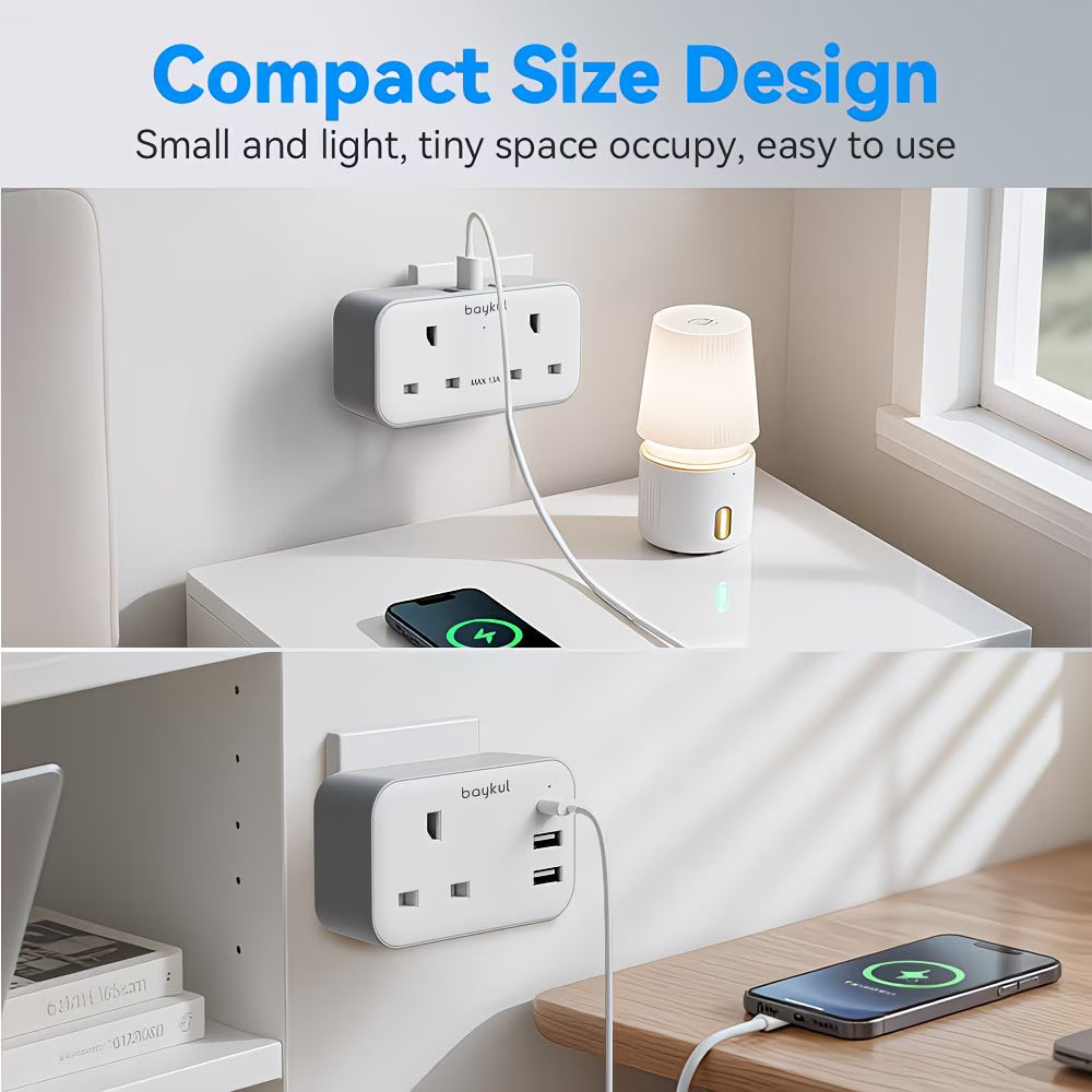 UK to EU Travel Adapter with USB-C & Dual USB Ports – 4-in-1 European Plug Adapter for Travel
