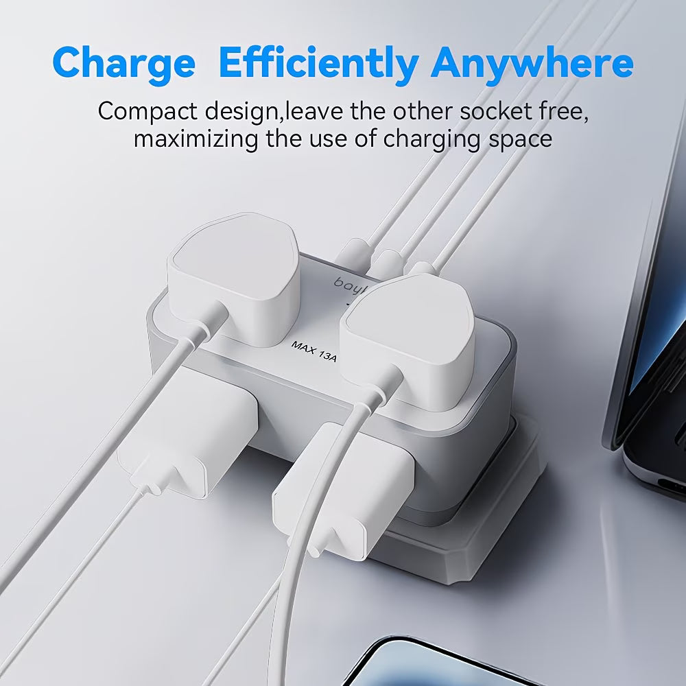 UK to EU Travel Adapter with USB-C & Dual USB Ports – 4-in-1 European Plug Adapter for Travel