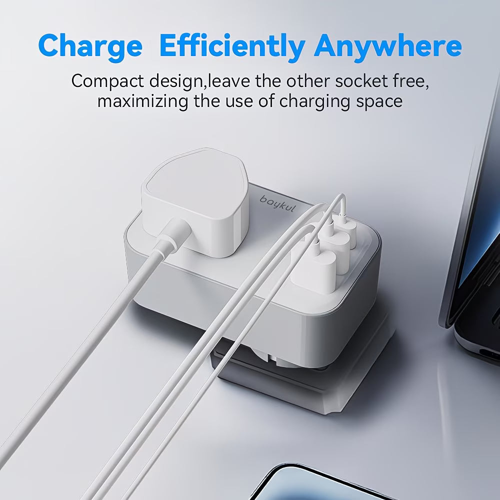 UK to EU Travel Adapter with USB-C & Dual USB Ports – 4-in-1 European Plug Adapter for Travel