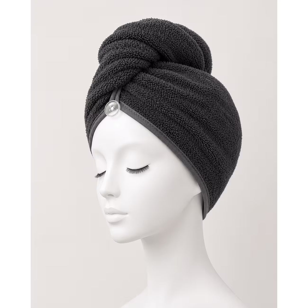 100% Cotton Hair Wrap Towel – Quick Dry Turban Hair Towel for Women, Soft Terry & Velour Cotton Hair Drying Wrap