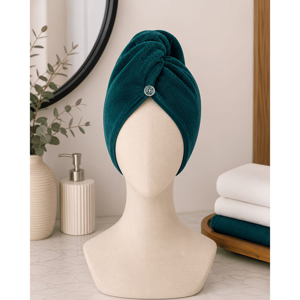 100% Cotton Hair Wrap Towel – Quick Dry Turban Hair Towel for Women, Soft Terry & Velour Cotton Hair Drying Wrap