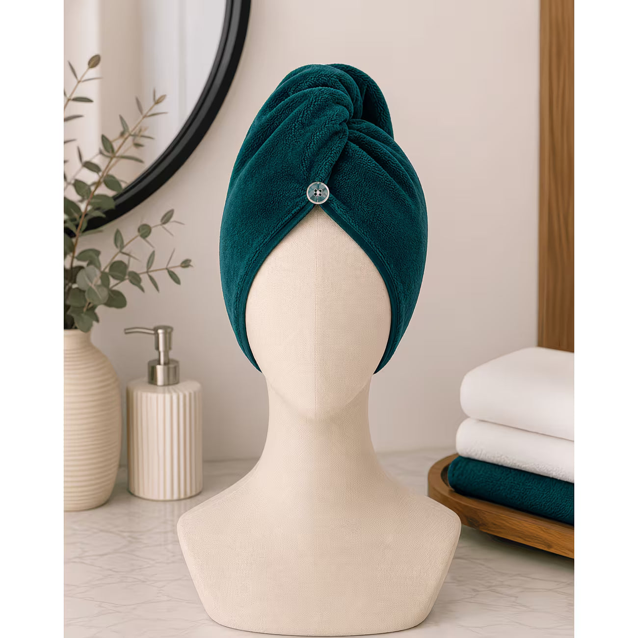 100% Cotton Hair Wrap Towel – Quick Dry Turban Hair Towel for Women, Soft Terry & Velour Cotton Hair Drying Wrap