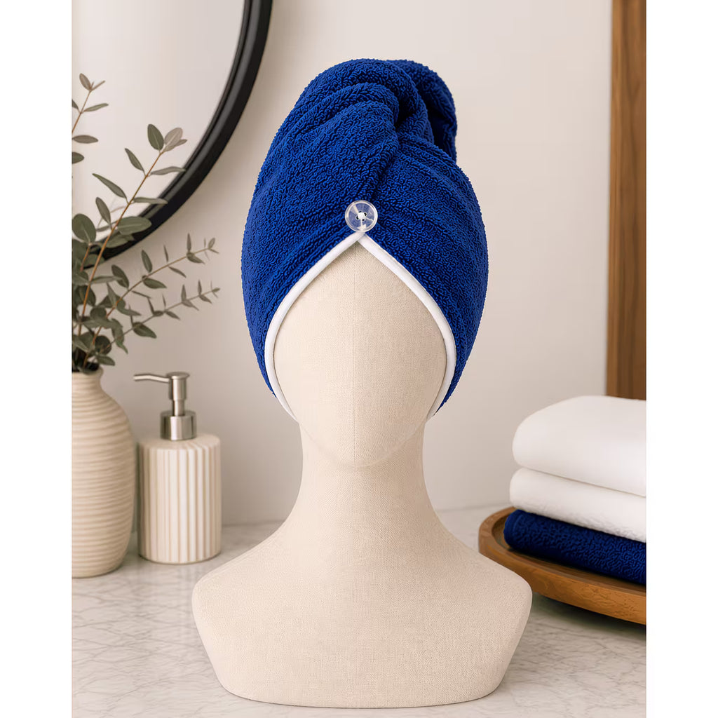 100% Cotton Hair Wrap Towel – Quick Dry Turban Hair Towel for Women, Soft Terry & Velour Cotton Hair Drying Wrap