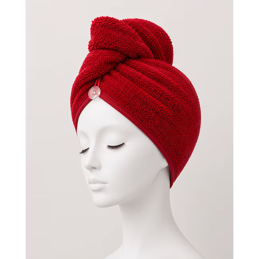 100% Cotton Hair Wrap Towel – Quick Dry Turban Hair Towel for Women, Soft Terry & Velour Cotton Hair Drying Wrap