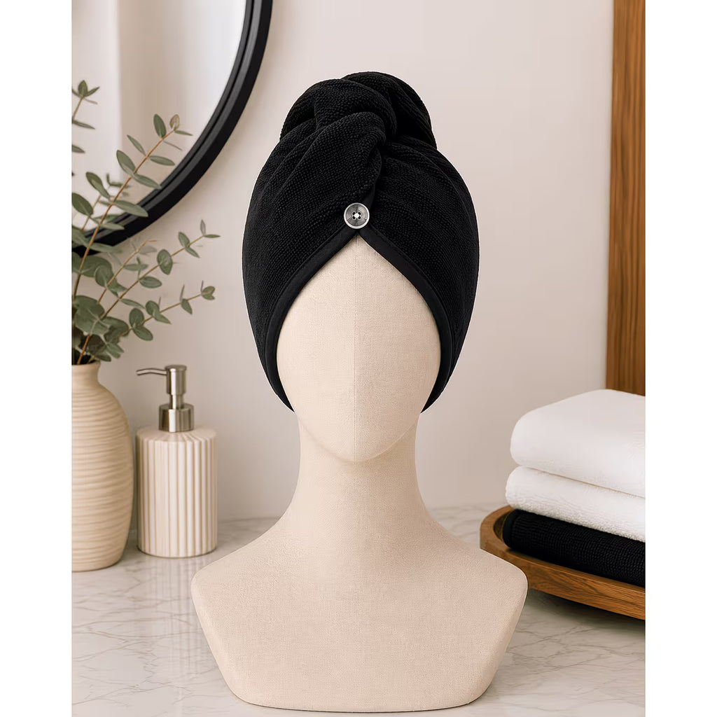 100% Cotton Hair Wrap Towel – Quick Dry Turban Hair Towel for Women, Soft Terry & Velour Cotton Hair Drying Wrap