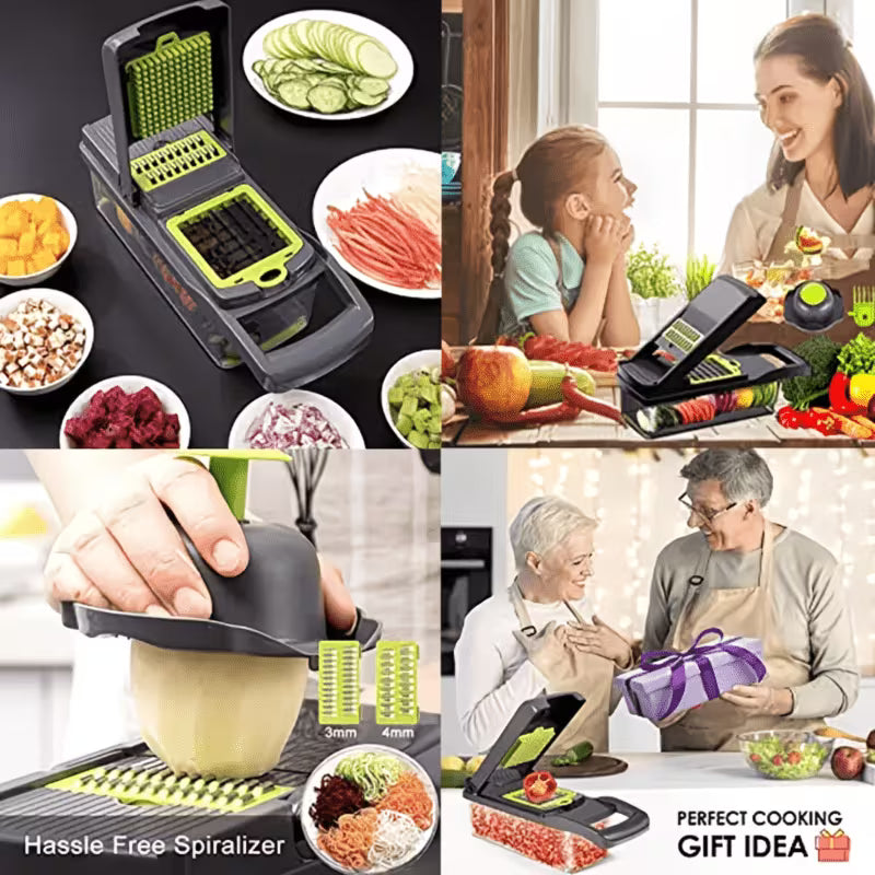16-in-1 Multifunction Kitchen Tool Set with Non-Slip Mat – Vegetable Chopper, Fruit Cutter, Slicer, Dicer & Peeler