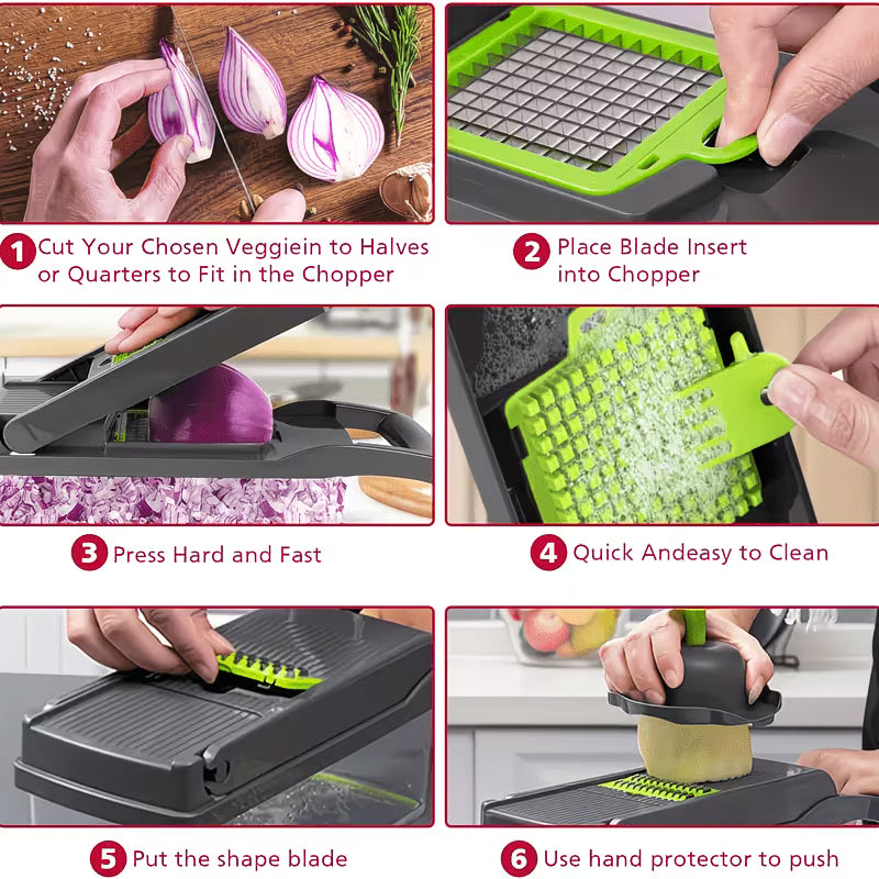16-in-1 Multifunction Kitchen Tool Set with Non-Slip Mat – Vegetable Chopper, Fruit Cutter, Slicer, Dicer & Peeler