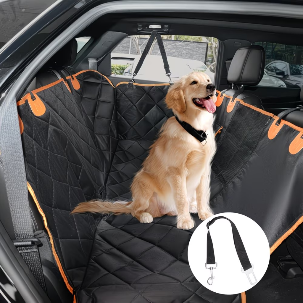 Dog Car Seat Cover Hammock for Back Seat – Waterproof Non-Slip Scratchproof Pet Car Seat Protector with Mesh Window & Storage Pocket for Cars, SUVs & Trucks