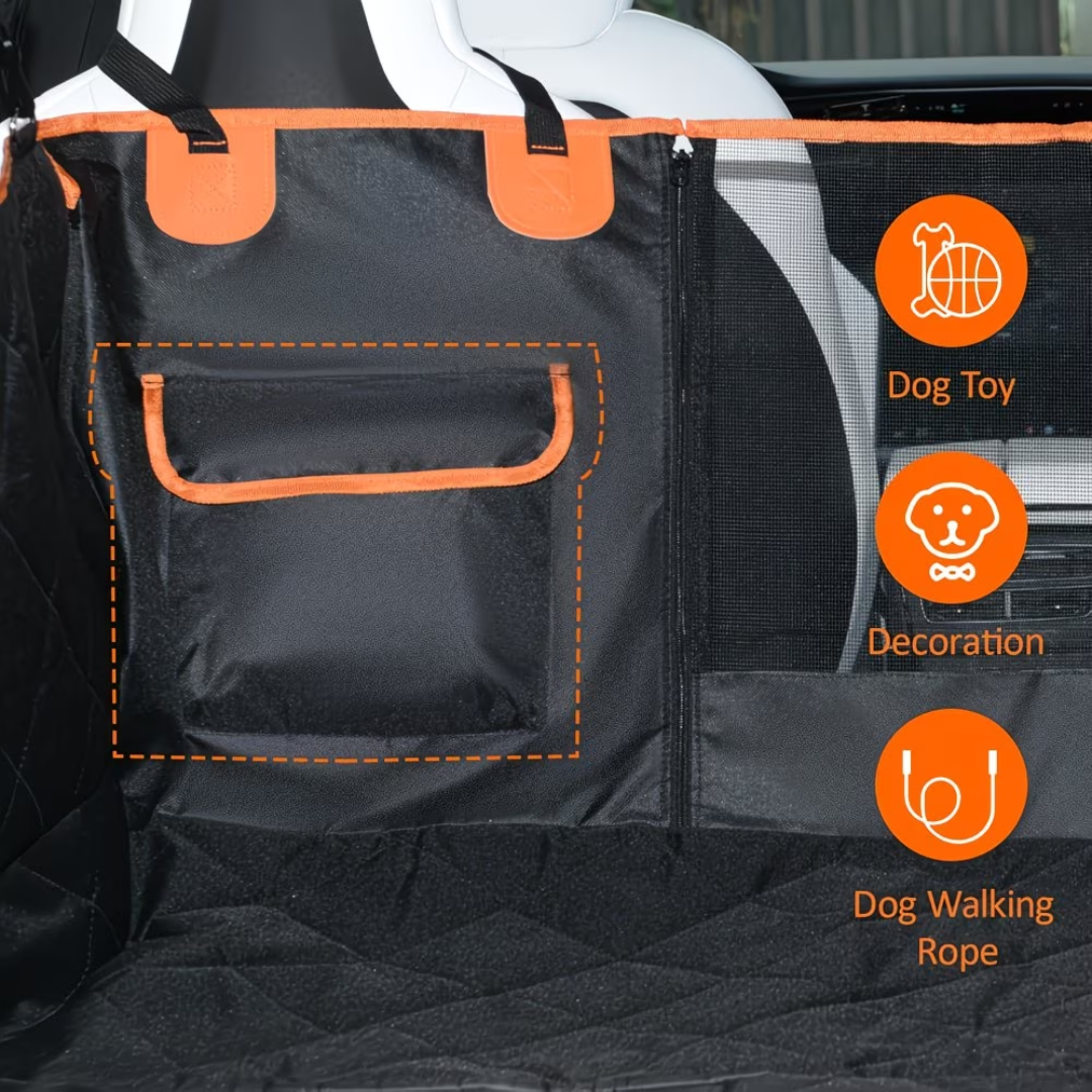 Dog Car Seat Cover Hammock for Back Seat – Waterproof Non-Slip Scratchproof Pet Car Seat Protector with Mesh Window & Storage Pocket for Cars, SUVs & Trucks