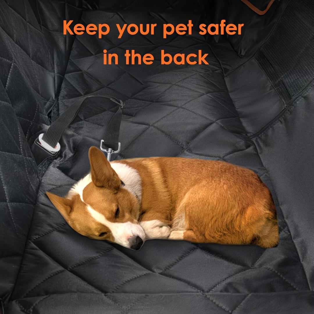 Dog Car Seat Cover Hammock for Back Seat – Waterproof Non-Slip Scratchproof Pet Car Seat Protector with Mesh Window & Storage Pocket for Cars, SUVs & Trucks