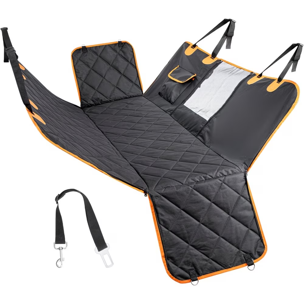 Dog Car Seat Cover Hammock for Back Seat – Waterproof Non-Slip Scratchproof Pet Car Seat Protector with Mesh Window & Storage Pocket for Cars, SUVs & Trucks