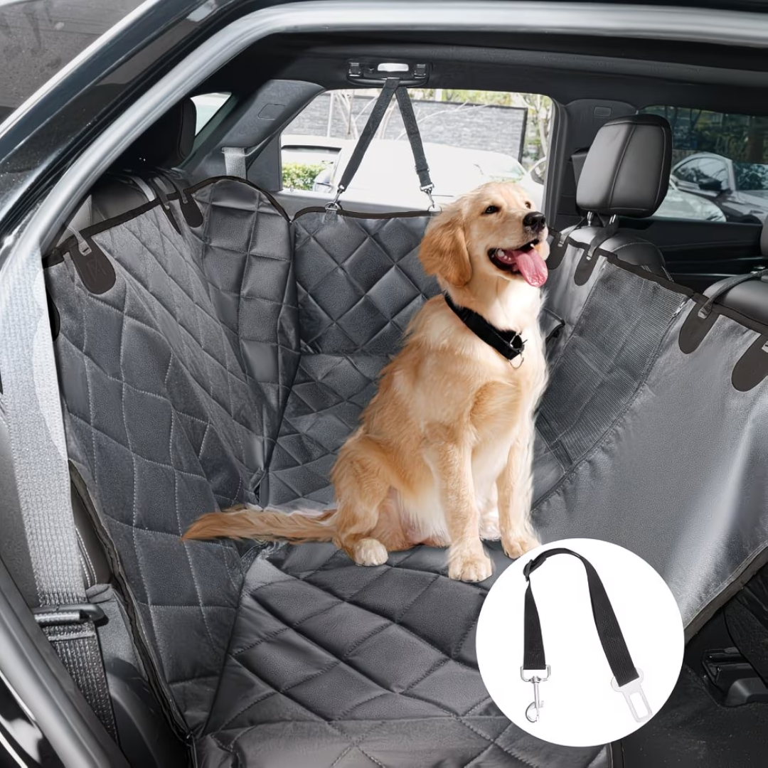 Dog Car Seat Cover Hammock for Back Seat – Waterproof Non-Slip Scratchproof Pet Car Seat Protector with Mesh Window & Storage Pocket for Cars, SUVs & Trucks