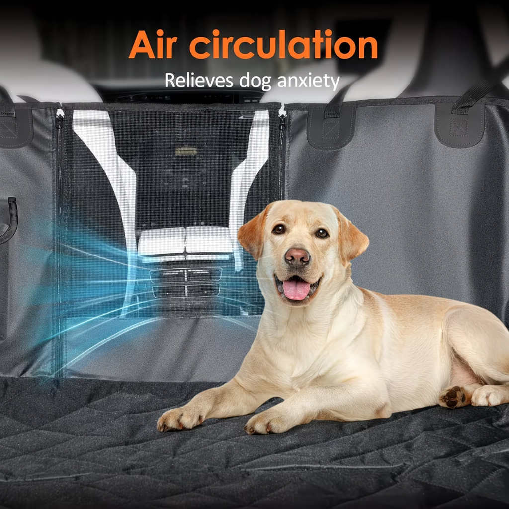 Dog Car Seat Cover Hammock for Back Seat – Waterproof Non-Slip Scratchproof Pet Car Seat Protector with Mesh Window & Storage Pocket for Cars, SUVs & Trucks