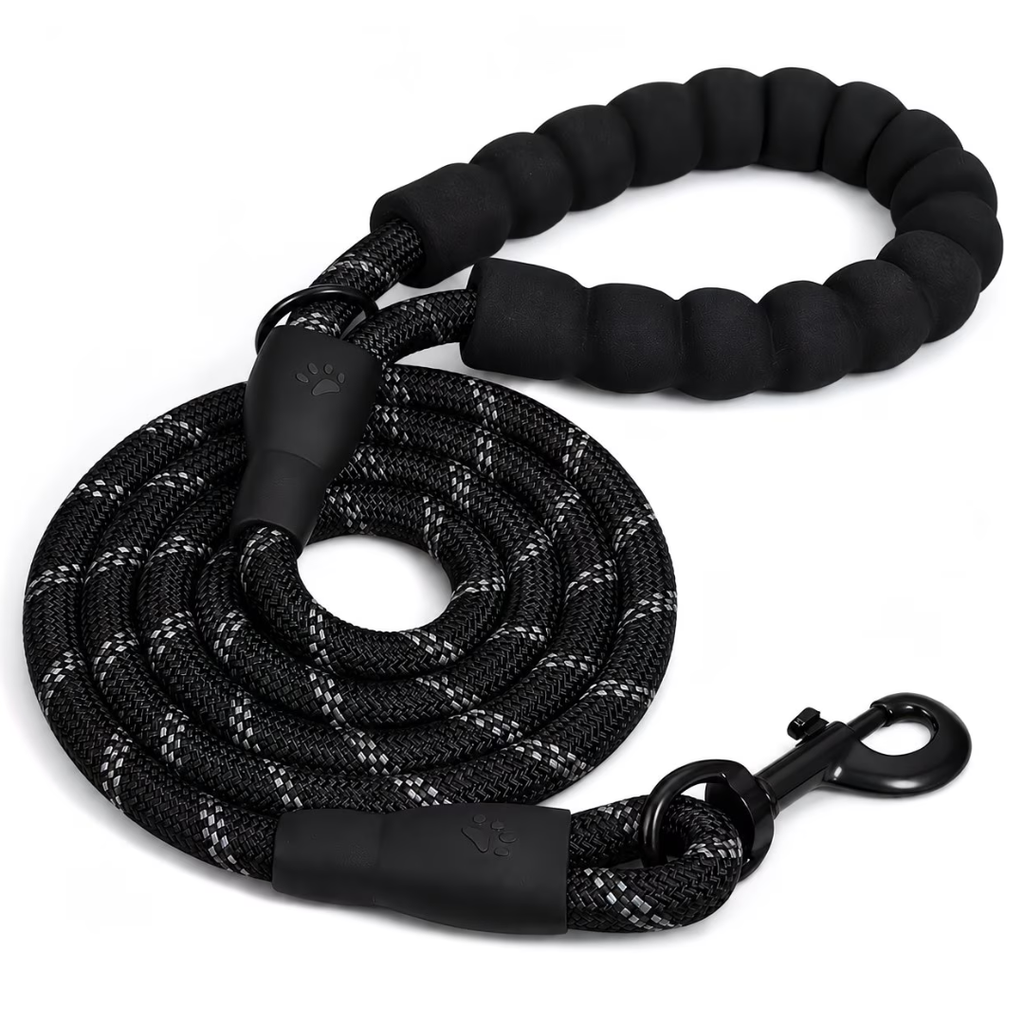 5FT Comfort Padded Dog Leash Reflective Nylon Rope Lead with Soft Foam Handle Strong Pet Walking Leash for Small Medium Large Dogs