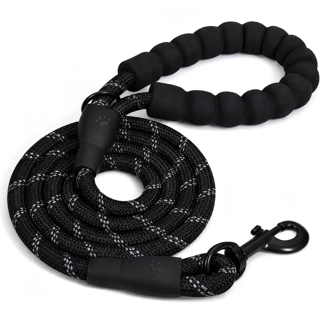 5FT Comfort Padded Dog Leash Reflective Nylon Rope Lead with Soft Foam Handle Strong Pet Walking Leash for Small Medium Large Dogs