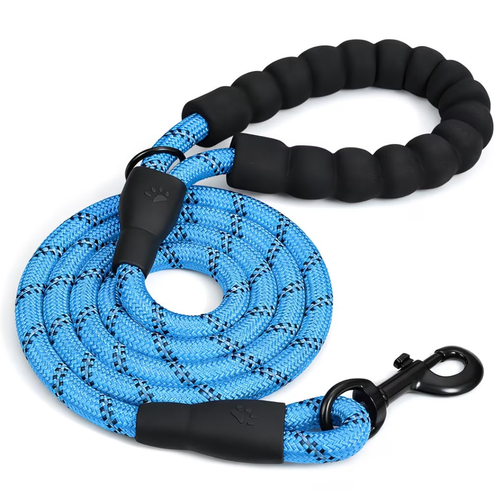 5FT Comfort Padded Dog Leash Reflective Nylon Rope Lead with Soft Foam Handle Strong Pet Walking Leash for Small Medium Large Dogs