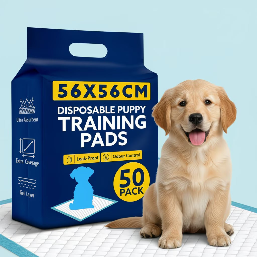 50 Pack Puppy Training Pads 56x56cm – Super Absorbent Leak-Proof Dog Pee Pads for Puppies & Pets