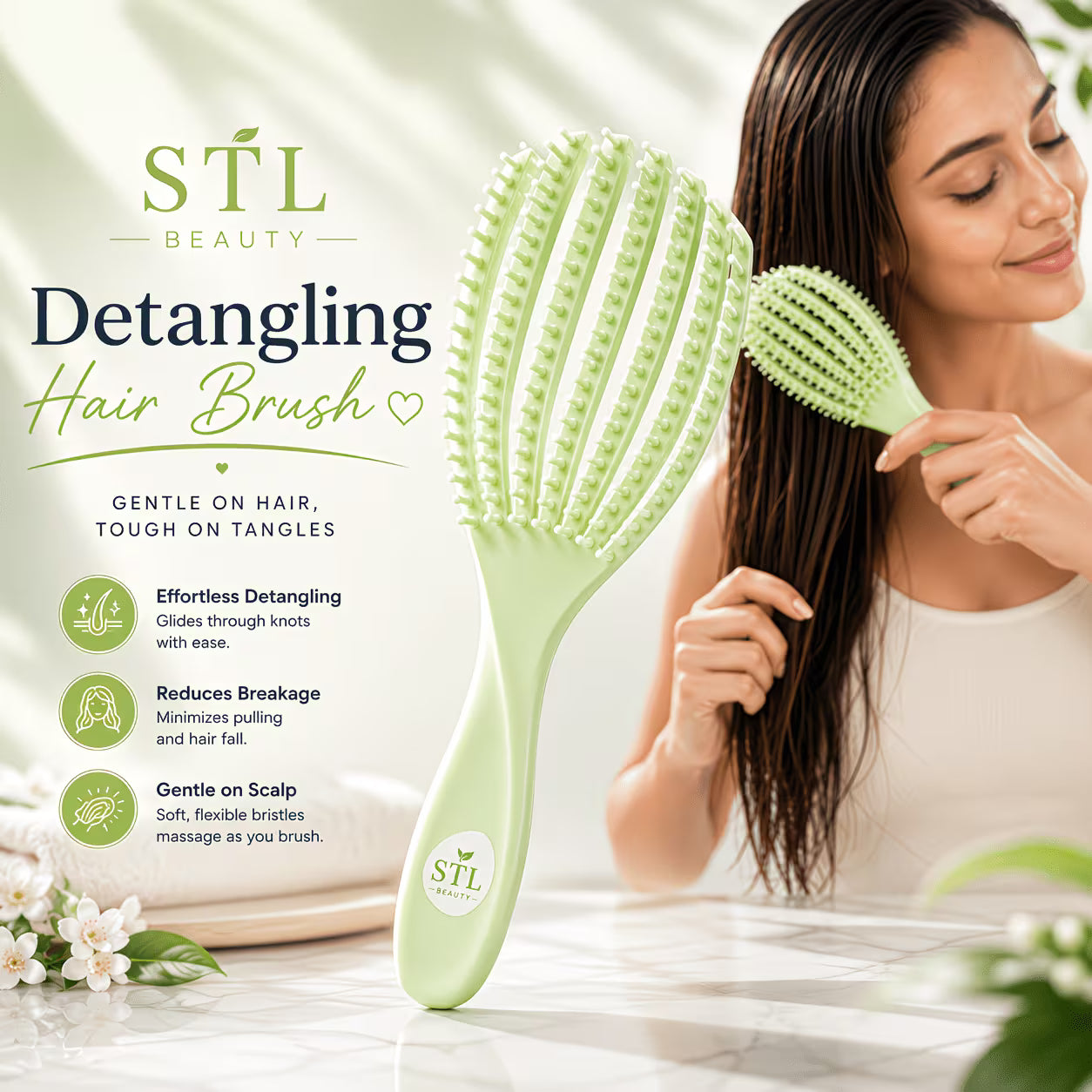 Elite Detangling Hair Brush – Wet & Dry Hair Brush for Curly, Straight, Thick & Frizzy Hair