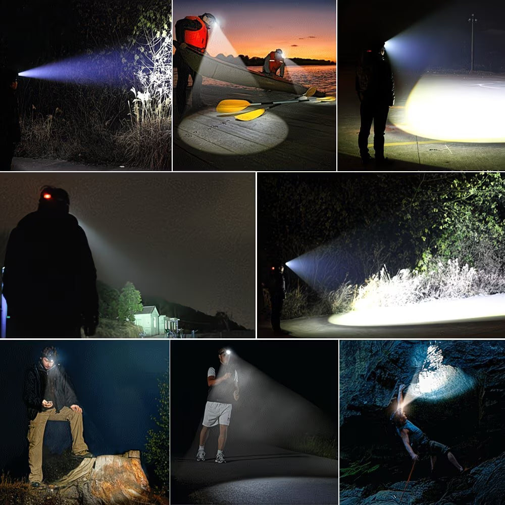 9000LM Rechargeable LED Headlamp – Zoomable USB Head Torch with T6 LED + 2 Q5 Side Lights