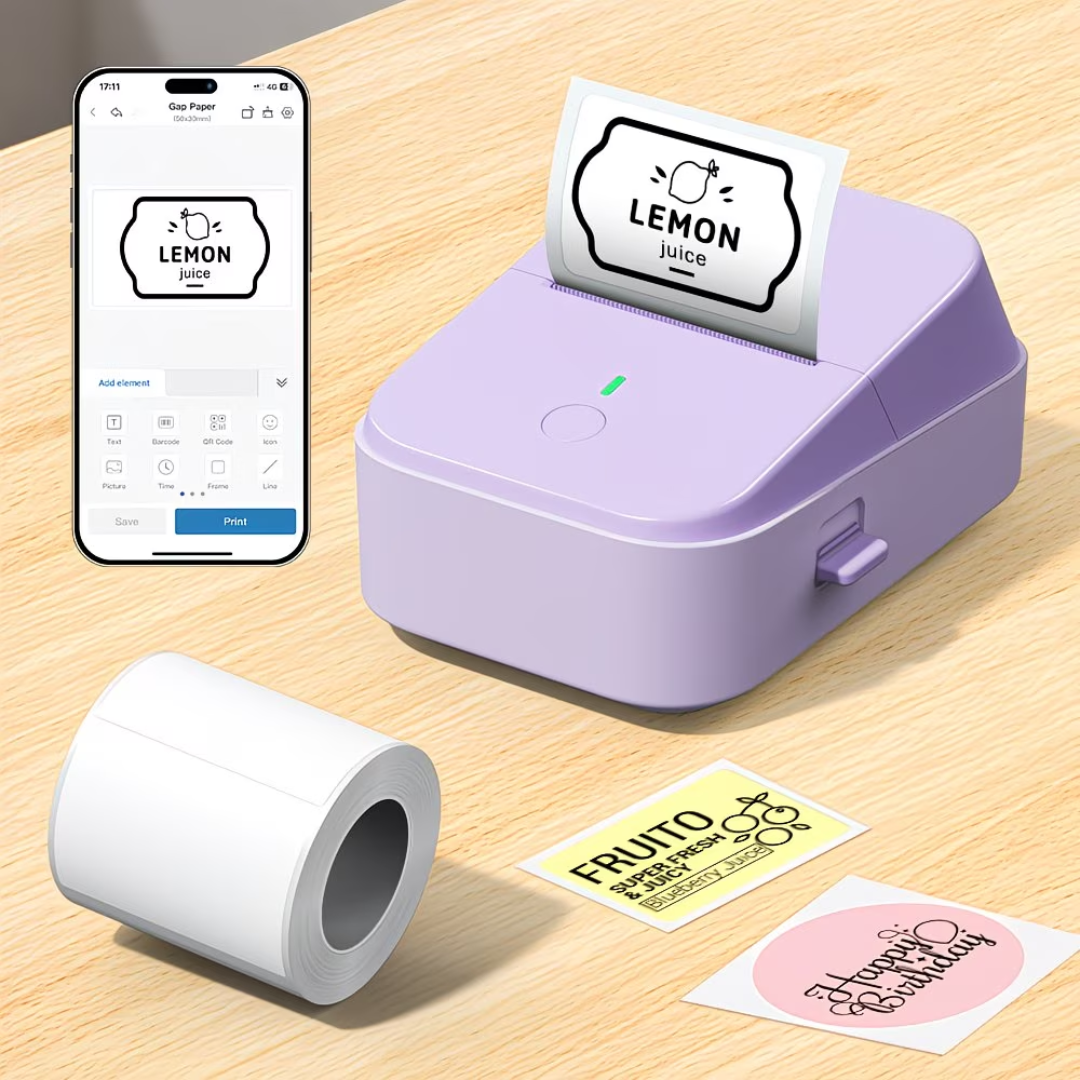 PM260B Portable Wireless Thermal Label Maker Printer – 203 DPI Bluetooth Label Printer with Mobile App, Auto Calibration & Long Battery Life