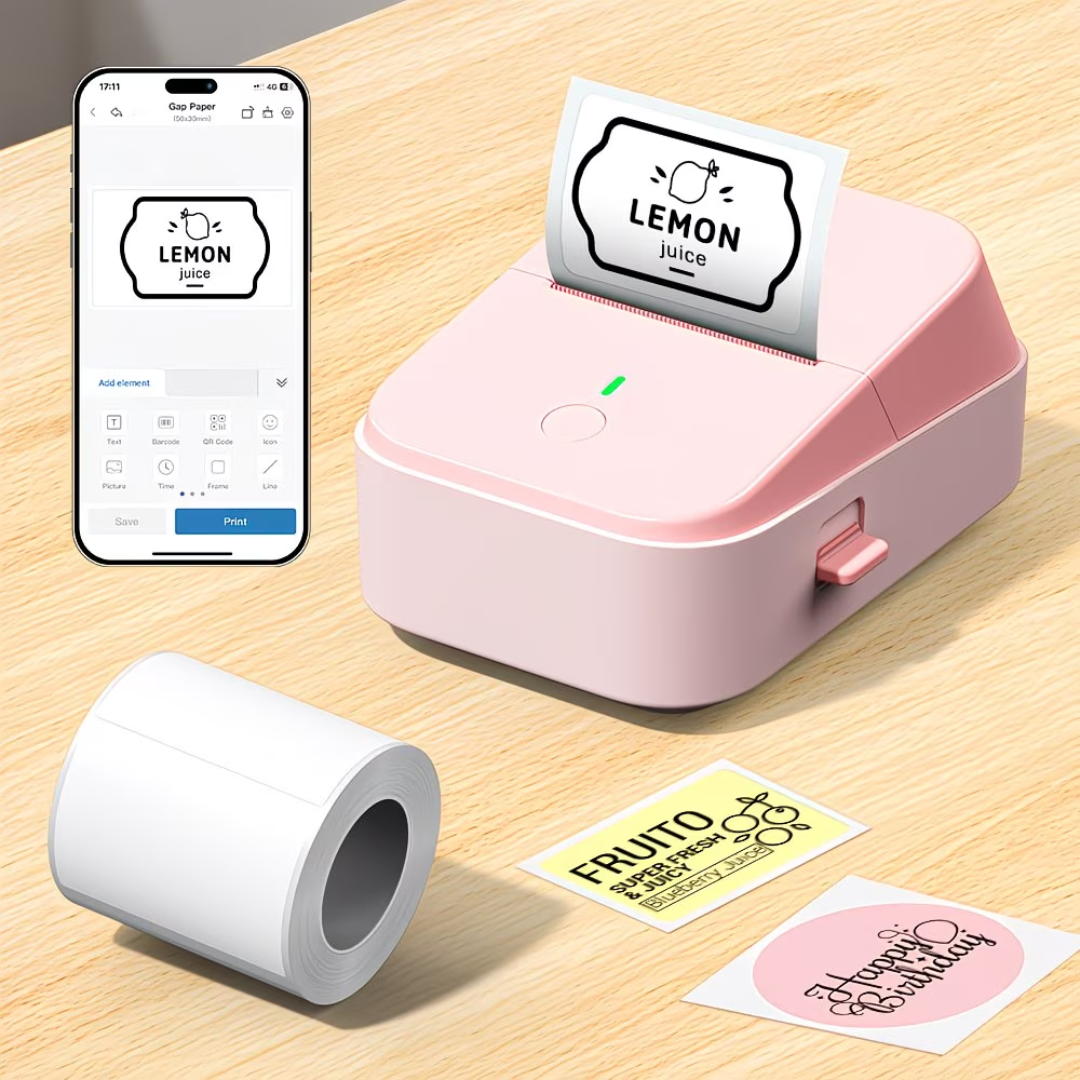 PM260B Portable Wireless Thermal Label Maker Printer – 203 DPI Bluetooth Label Printer with Mobile App, Auto Calibration & Long Battery Life