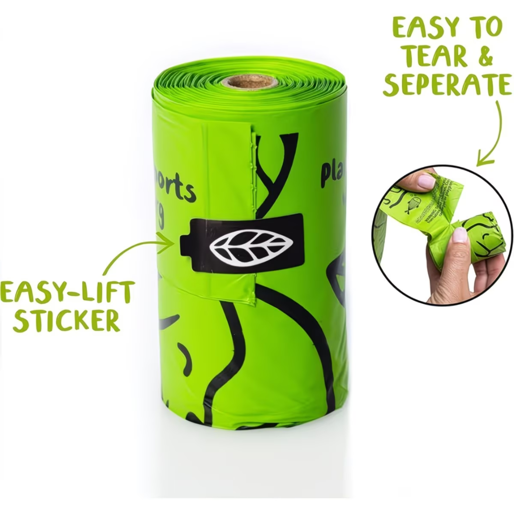 Dog Poop Bags with Handles 100 Pack – Unscented Strong Leak-Proof Doggy Waste Bags for Dogs & Cats, Easy Tie Handles Pet Waste Bags