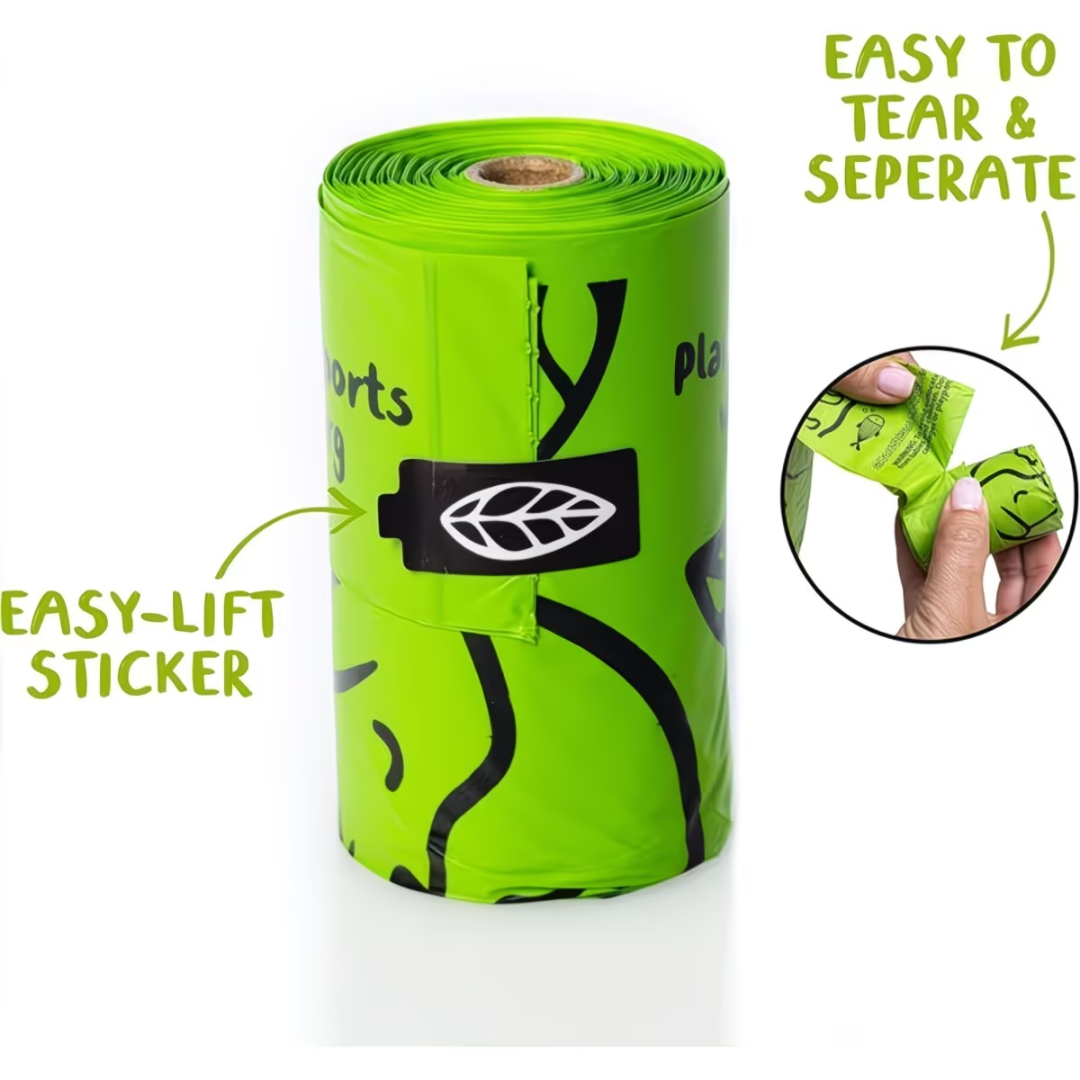 Dog Poop Bags with Handles 100 Pack – Unscented Strong Leak-Proof Doggy Waste Bags for Dogs & Cats, Easy Tie Handles Pet Waste Bags