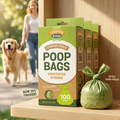 Dog Poop Bags with Handles 100 Pack – Unscented Strong Leak-Proof Doggy Waste Bags for Dogs & Cats, Easy Tie Handles Pet Waste Bags