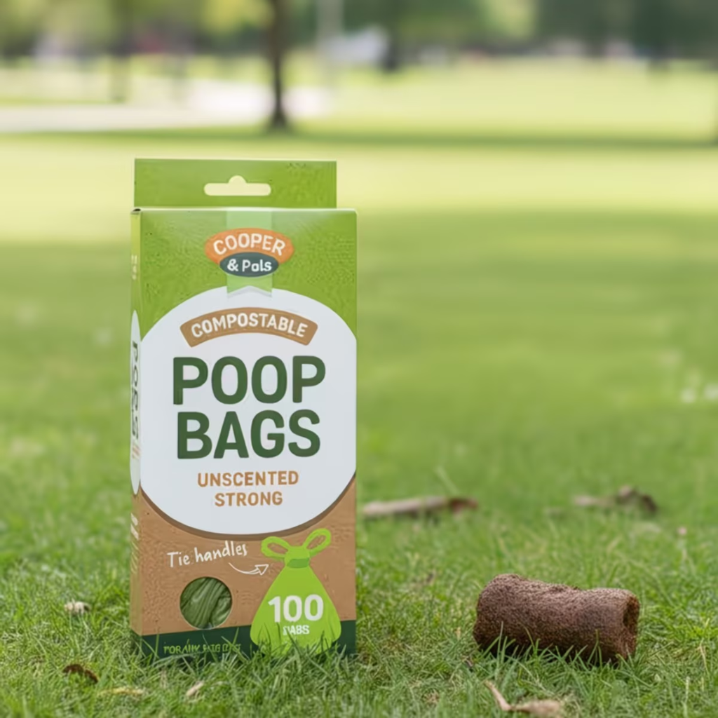 Dog Poop Bags with Handles 100 Pack – Unscented Strong Leak-Proof Doggy Waste Bags for Dogs & Cats, Easy Tie Handles Pet Waste Bags