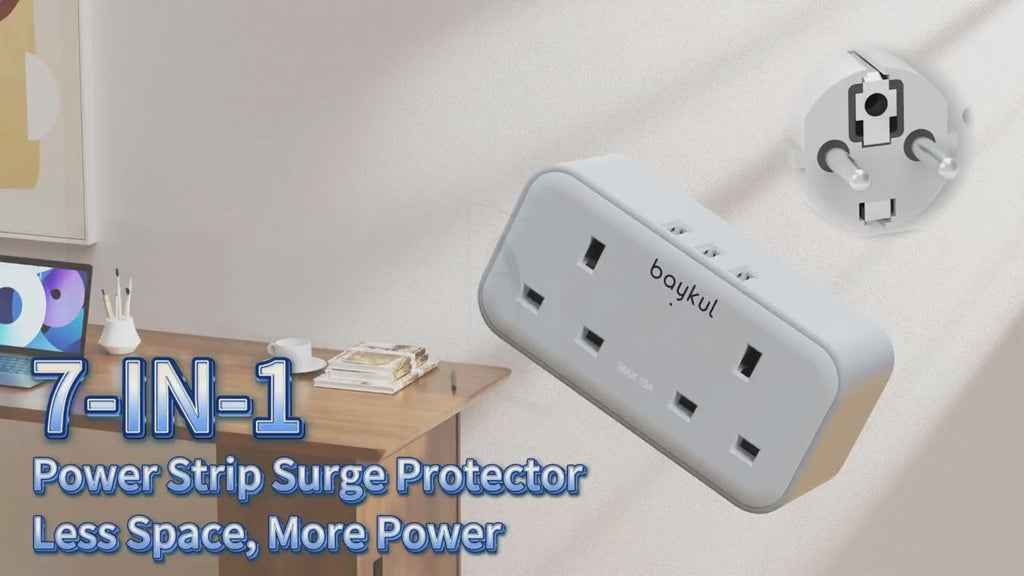 UK to EU Travel Adapter with USB-C & Dual USB Ports – 4-in-1 European Plug Adapter for Travel