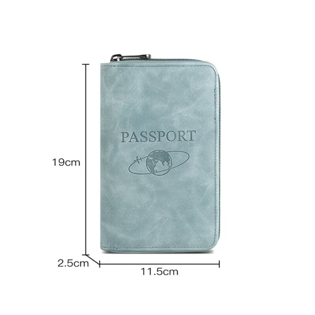 RFID Blocking Passport Holder Travel Wallet – PU Leather Passport Organizer with Card Slots, ID Holder & Ticket Storage for Men & Women