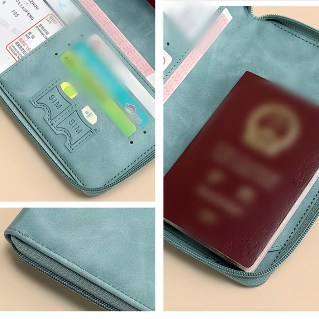 RFID Blocking Passport Holder Travel Wallet – PU Leather Passport Organizer with Card Slots, ID Holder & Ticket Storage for Men & Women