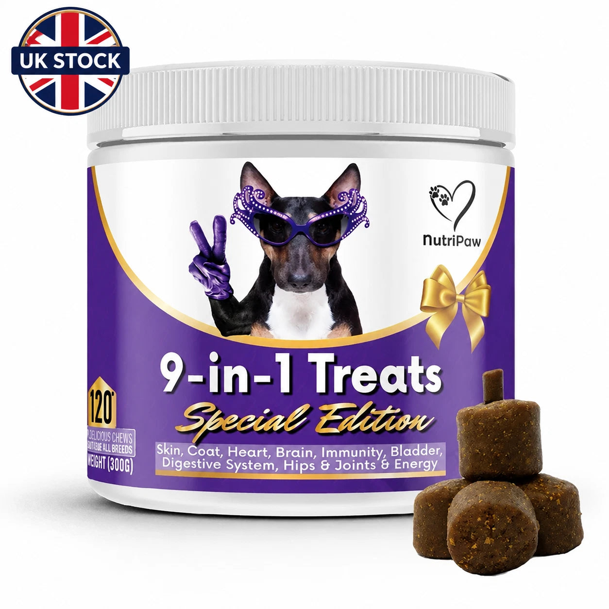 NutriPaw 9-in-1 Dog Multivitamin Chews – Skin, Coat, Heart, Brain, Joint & Immune Support (120 Chews)
