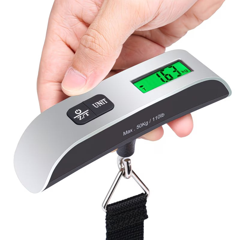 Digital Luggage Scale 50KG – Portable Electronic Hanging Scale for Travel, Parcels, Fishing & Baggage Weighing