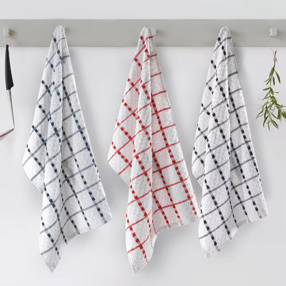 Premium Cotton Tea Towels Set – Highly Absorbent Kitchen Dish Cloths, Reusable Cleaning Towels, Multi-Purpose Drying & Wiping Cloths, Assorted Colours