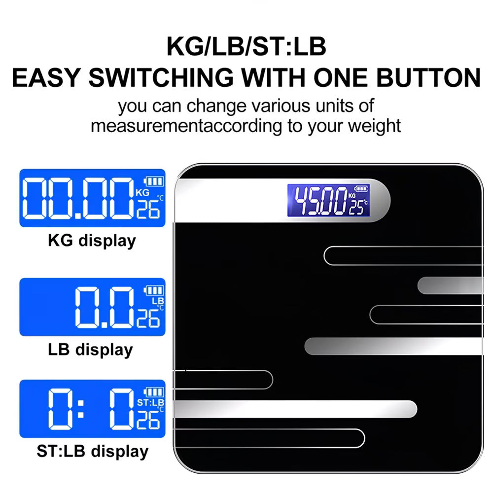 Digital Bathroom Scale 180KG/400LB – High Precision Body Weight Scale with Large LED Display & Tempered Glass Platform