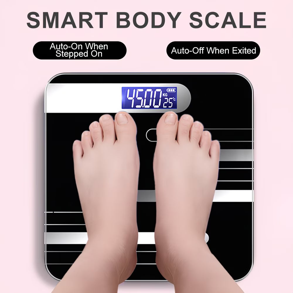 Digital Bathroom Scale 180KG/400LB – High Precision Body Weight Scale with Large LED Display & Tempered Glass Platform