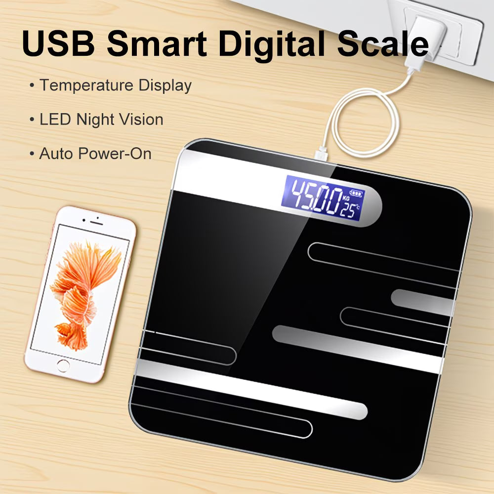 Digital Bathroom Scale 180KG/400LB – High Precision Body Weight Scale with Large LED Display & Tempered Glass Platform
